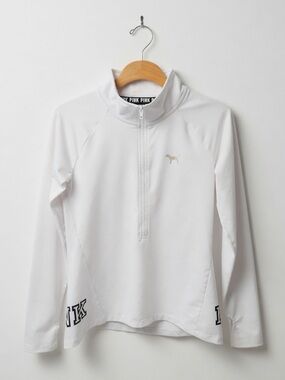Victoria’s Secret PINK White Mock Neck Half-Zip Long Sleeve Pullover Jacket NWOT